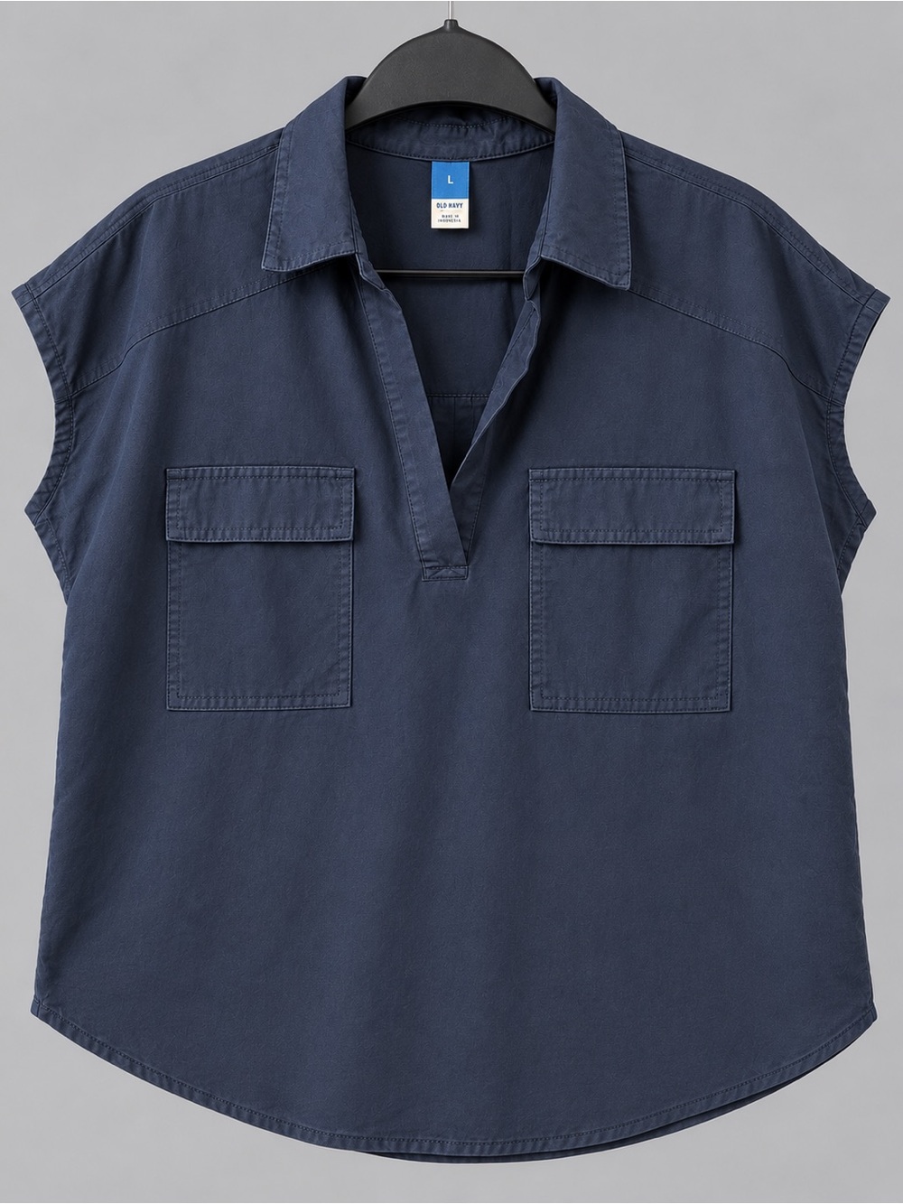 Old Navy Navy Blue Utility Popover Shirt Two Pocket Women’s Large